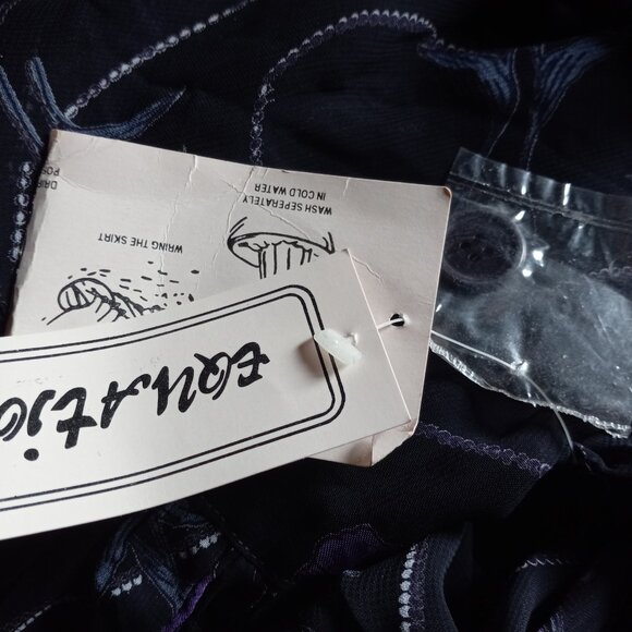 VINTAGE 90s Y2K EQUATION BLACK PURPLE CHIFFON BABYDOLL FLORAL DRESS NOS M - Picture 8 of 9